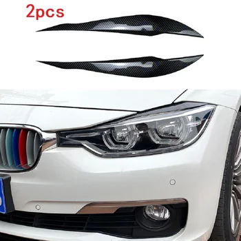 2pcs/Set Preto brilhante Sobrancelhas Farol do Carro Pálpebras Tampas de Plástico ABS Acessórios Para BMW Série 3 F30 Limousine F31 Vagão 2011-2018