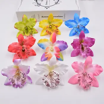 100pcs 8cm Flores Artificiais em Seda Orquídea Cabeças Para Casamento Decoração Festa Falso Scrapbooking Coroa de flores, Acessórios para o Lar