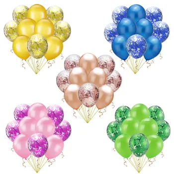 10pc 12inch Ouro Confete Balões de Látex Confete Balão Feliz Aniversário Balão de Decoração de Casamento Bola de Eventos artigos para festas