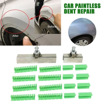 18X Paintless Dent Remoção de Extrator de Guias Dentes Kit de Ferramentas com Bastões de Cola de Reparação de Mossas de Carro do Corpo de Granizo Verde