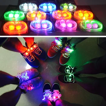 1Pair LED Esporte Cordões de sapatos de Cadarço Luminoso Brilho de Sapato Cadeias Rodada Flash de Luz, Cadarços Baterias