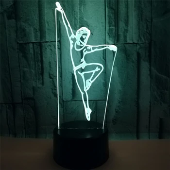 2018 Criativo de Dança 3D da Noite do DIODO emissor de Luz de Acrílico de 7 Cores LED Danças Quarto Lâmpada Casa Decaration Luzes Crianças de Presente