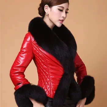 2021 Inverno as Mulheres de Moda Grosso de Peles Peludos Fox Grama de Couro PU Casaco Casual Oversize Compridos Senhora Menina Solta casaco-NOS