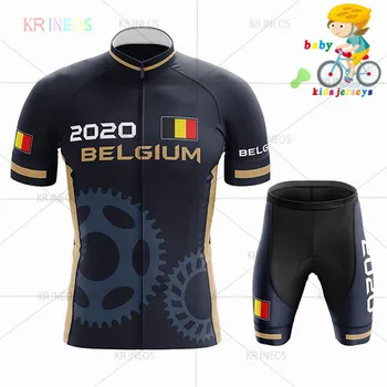 2022 Bélgica Ciclismo Jersey Conjunto Respirável, Seca Rápido, Crianças camisa Preta Meninos Bonitos de Ciclismo Roupas de Verão dos Meninos de Bicicleta
