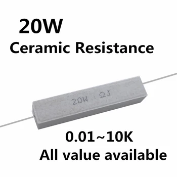 20pcs 20W 3.6 3.9 4.7 5 5.1 5.6 6 6.8 ohm 3.6 R 3.9 R 4.7 R 5R 5.1 R 5.6 R 6R 6.8 R de Cerâmica, Cimento Poder de Resistência do Resistor 20W 5%