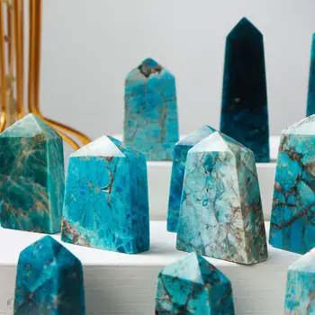 30-50g Pilar de Pedra Natural Azul Apatite Prisma de Minério de Amostra de Enfeites para Decoração de Home Office Energia Natural de Pedra de Minério de
