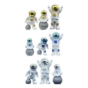 3x Bonito Astronauta Estátuas, Esculturas Spaceman Ornamentos spaceman Brinquedos para o Quarto de Cabeceira dos peitoris das Janelas Home Office Desktop Decoração