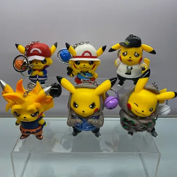 6pcs Pokemon Figuras de Anime Cosplay de Pikachu de Ash Ketchum, PVC Boneca Colecionável Decoração de Mesa de Brinquedo das Crianças Presentes de Aniversário