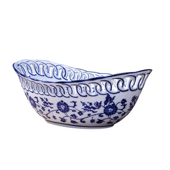 A azul e a branca da porcelana prato de fruta sala criativo do agregado familiar cesta de frutas secas frutas Chinês de estilo retro vento Chinês frui
