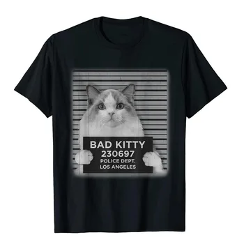 Bad Kitty Caneca de Tiro Engraçado Ragdoll Amante do Gato de Presente de T-Shirt os Homens Loucos de Topo da T-Shirts Engraçadas do Algodão do T-Shirt Harajuku Streetwear