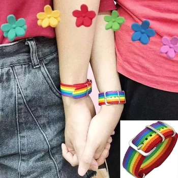 Bissexuais arco-íris Pulseiras para Mulheres, Homens, Gays Meninas Orgulho de Tecido Trançado Par de Amizade Ajustável Jóias de Presente de Largura 20mm