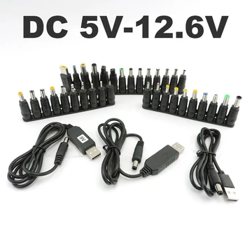DC 5V para 9V DC 8,4 v 12,6 v 12V Etapa do Módulo USB power boost linha de Cabo Conversor USB com 34pcs DC fêmea Adaptador de carregador Plug
