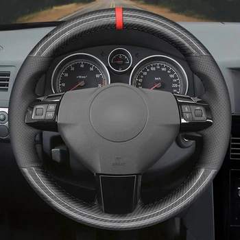 DIY de Fibra de Carbono Preto Trança Carro Cobertura de Volante Para Opel Astra H Signum Vectra C Vauxhall, Holden Astra Estojo 2004-2009