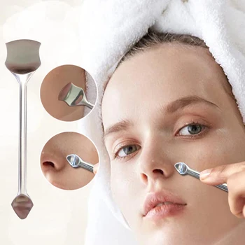 De cabeça duplo de Aço Inox de Acne Cravo Removedor de Poros Limpos Fundação Mix Stick Multi-função de Maquiagem, Cuidados com a Pele Ferramentas