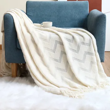Inyahome Sofá Quente Jogue Cobertor Estilo Nórdico de Cor de Tecido de Cobertores Colcha na Cama de Casa, Sala, Quarto e Viagem