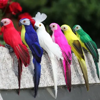 Jardim Simulação Do Papagaio Figura De Pássaro Imitação De Aves Ornamento De Jardinagem Decoração Pena Prop Decoração Gramado Figurine