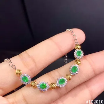 KJJEAXCMY fina prata esterlina da jóia 925 embutidos esmeralda natural de moda menina nova mão pulseira teste de apoio de venda quente