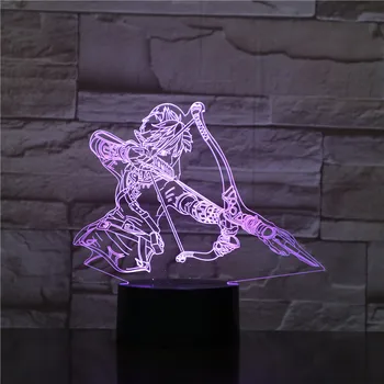 Link Figura SOPRO DO SELVAGEM LINK Templo de Forma Ilusão Visual 3D de Luz LED Nightlight Figura de Ação
