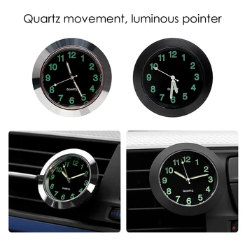 Luminosa Automática De Medidor De Relógio Mini Carro De Ventilação De Ar Quartzo Relógio Automático Da Saída De Ar Do Relógio Estilo Carro Acessórios