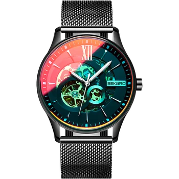 Marca de luxo homens relógios Skalor relógios de homens automáticos os relógios mecânicos luminosa impermeável esqueleto dos homens relógios de moda