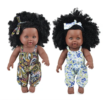 Moda Africana Baby Dolls Preto Realista Linda rsrs Reborn Baby Senhora Bonecas de Silicone Macio de Vinil 30cm da Menina do Bebê de Brinquedo Com Panos