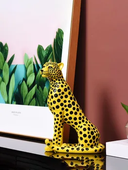 Nordic Arte de Decoração de Casa de Leopardo Estátua Sala de estar Decoração de Casa, Artesanato de Resina Escultura Criativo Acessórios para a Casa do Animal figurine