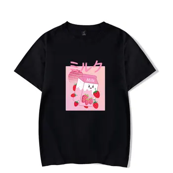 Novo Jogo de Anime Georgenotfound Merch Japonês Strawberry Milk Shake Kawaii Crianças T-Shirt Bonito Homens/mulheres de Roupas de Menino Campus estilo