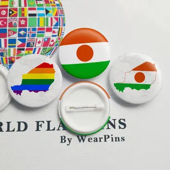 Níger Bandeira Mapa de Estanho Botão Pinos LGBT arco-íris Gay Orgulho de Estanho Botão Emblemas