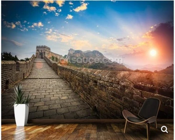Papel de parede personalizado,Grande Muralha da China pôr do Sol,paisagem natural mural usado na sala de estar, quarto, sofá-papel de parede de fundo
