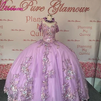 Princesa Lavanda Vestidos De Quinceanera Off Ombro 15 De Festa Brilhante Vestidos De Aniversário Do Doce 16 Vestido De Baile Vestidos De Quinceanera