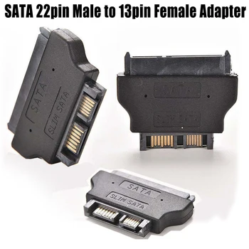 Profissional SATA Adaptador ATA Serial de 7+15 22pin Masculino Slim 7+6 13pin Fêmea Adaptador de Ângulo de 180 Graus Conversor Adaptador