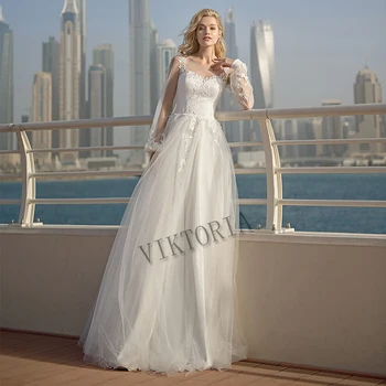 VIKTORIA Moderno Vestido de Casamento para a Noiva Querida Apliques de UMA LINHA Para Mulheres Custom Made Vestidos De Noiva