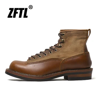 ZFTL Martins Botas dos Homens Vintage Ferramentas Botas de Toda a correspondência do estilo Britânico de alta-top sapatos de Homem Casual Laço Retrô Par de botas