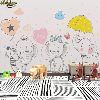 beibehang Personalizado Moderno, minimalista colorido bonito dos desenhos animados elefante papel de parede para quarto de crianças foto de fundo do papel de parede do quarto